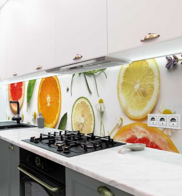 Küchenrückwand frische Zitrusscheiben selbstklebend Hauptbild mit Beispiel