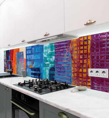 Küchenrückwand Hochhaus Panorama selbstklebend Hauptbild mit Beispiel