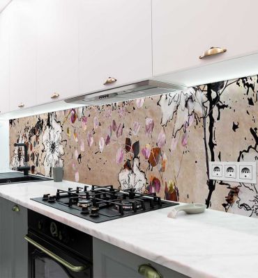 Küchenrückwand Weiße Blüten  selbstklebend Hauptbild mit Beispiel