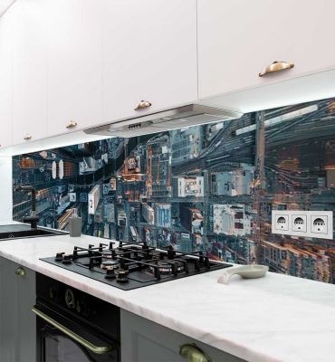 Küchenrückwand Stadt Panorama selbstklebend Hauptbild mit Beispiel