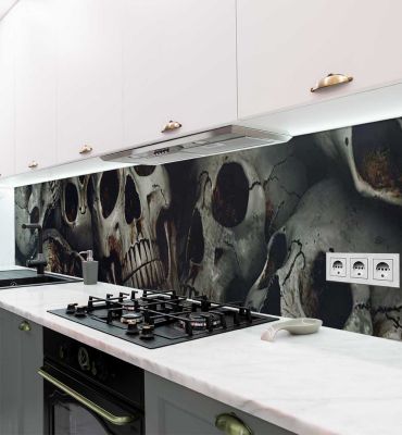 Küchenrückwand Totenkopfgrube selbstklebend Hauptbild mit Beispiel