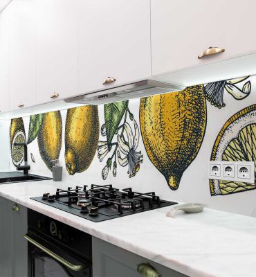 Küchenrückwand Hängende Zitronen  selbstklebend Hauptbild mit Beispiel