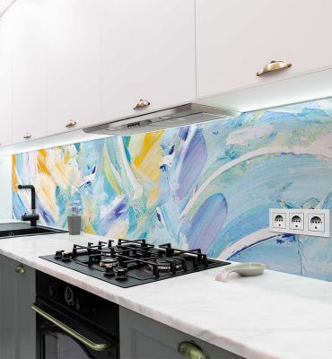 Küchenrückwand Blaue Malerei selbstklebend Hauptbild mit Beispiel