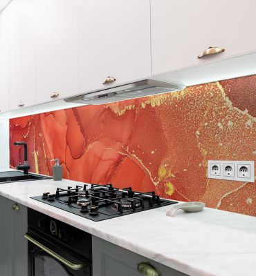 Küchenrückwand Marmor rot gold selbstklebend Hauptbild mit Beispiel