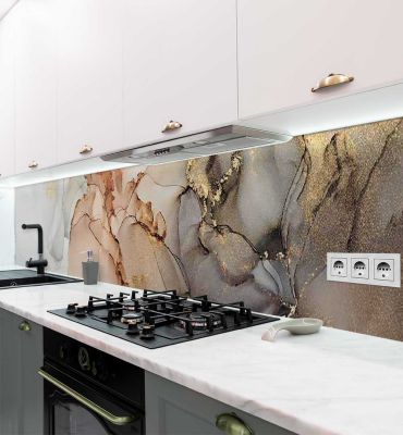 Küchenrückwand Marmor grau gold selbstklebend Hauptbild mit Beispiel