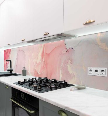 Küchenrückwand Marmor rosa gold selbstklebend Hauptbild mit Beispiel