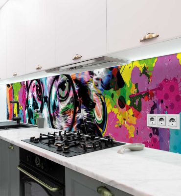 Küchenrückwand Katzen Graffiti selbstklebend Hauptbild mit Beispiel