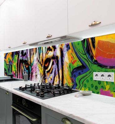 Küchenrückwand Tiger Graffiti selbstklebend Hauptbild mit Beispiel
