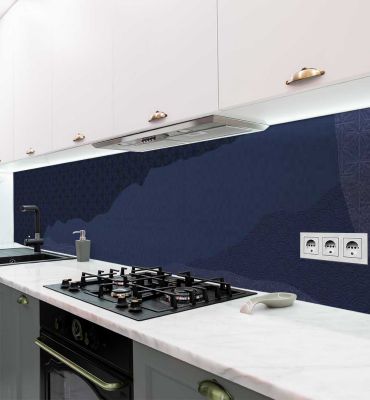 Küchenrückwand Berge blau selbstklebend Hauptbild mit Beispiel