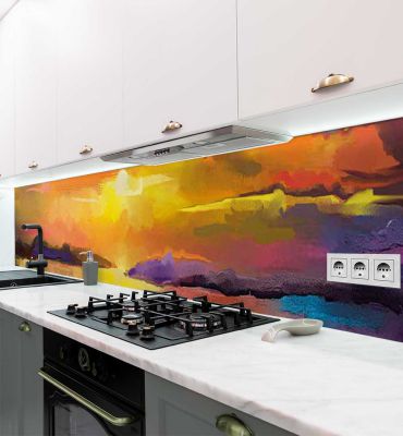 Küchenrückwand Sonnenuntergang Gemälde selbstklebend Hauptbild mit Beispiel
