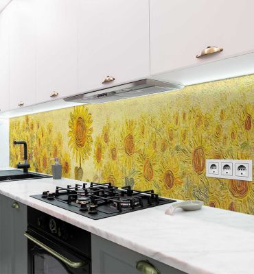 Küchenrückwand Sonnenblumenfeld selbstklebend Hauptbild mit Beispiel
