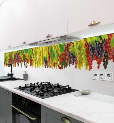 Küchenrückwand Hängende Weintrauben selbstklebend Hauptbild mit Beispiel