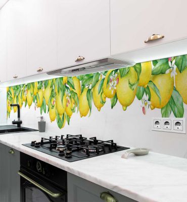 Küchenrückwand Hängende Zitrusfrüchte Blätter selbstklebend Hauptbild mit Beispiel