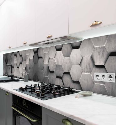 Küchenrückwand Abstrakte Sechsecke 3D selbstklebend Hauptbild mit Beispiel