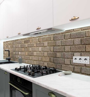 Küchenrückwand helle Ziegelsteine verwaschen selbstklebend Hauptbild mit Beispiel