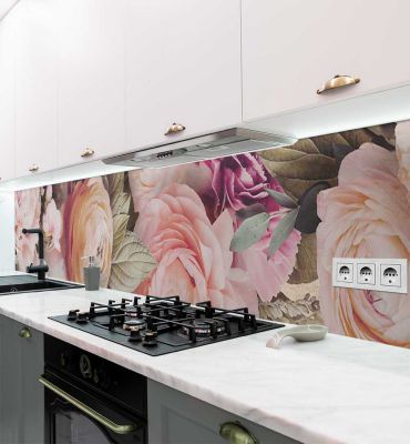 Küchenrückwand blühende Ballerina Blumen  selbstklebend Hauptbild mit Beispiel