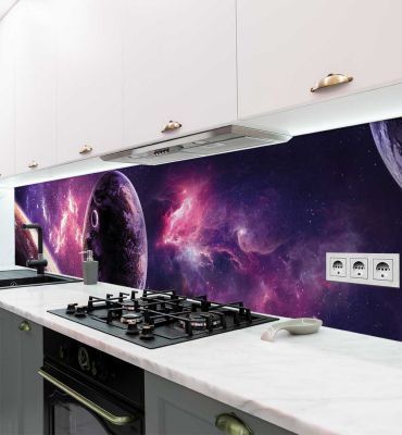 Küchenrückwand Galaxie mit Planeten selbstklebend Hauptbild mit Beispiel
