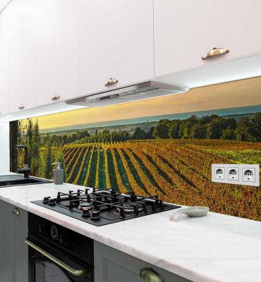 Küchenrückwand Italienische Bolgheri Weinberge selbstklebend Hauptbild mit Beispiel