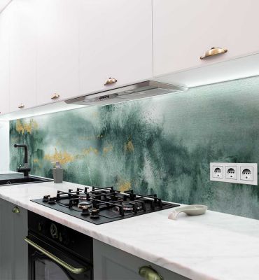 Küchenrückwand Verwischter Marmor Moos Farbe selbstklebend Hauptbild mit Beispiel