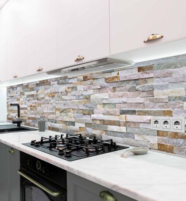 Küchenrückwand Bunter Naturstein selbstklebend Hauptbild mit Beispiel
