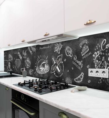 Küchenrückwand Menü Tafel Schule selbstklebend Hauptbild mit Beispiel