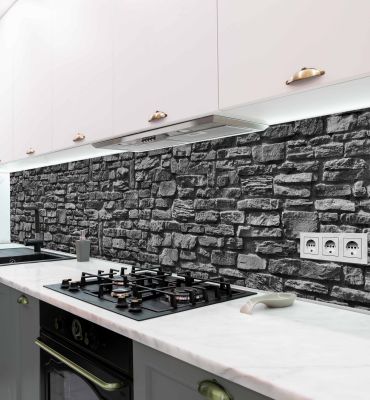 Küchenrückwand Ziegelwand Grau selbstklebend Hauptbild mit Beispiel