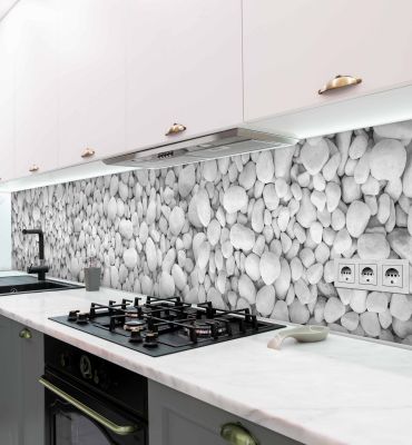 Küchenrückwand Kiesel Weiss selbstklebend Hauptbild mit Beispiel
