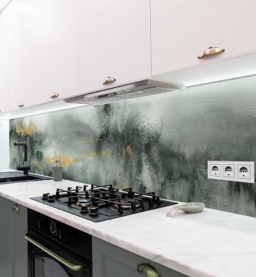 Küchenrückwand Verwischter Marmor Moss Farbe selbstklebend Hauptbild mit Beispiel
