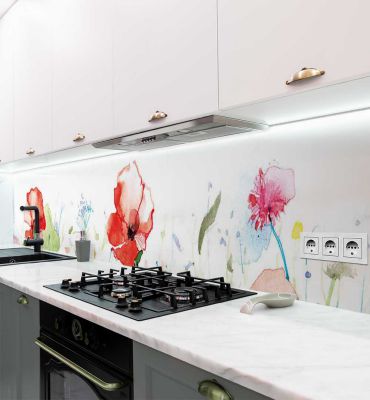 Küchenrückwand Aquarell gemalte Blumenfeld selbstklebend Hauptbild mit Beispiel