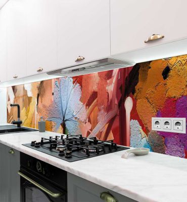 Küchenrückwand Abstraktes Kunstgemälde bunt  selbstklebend Hauptbild mit Beispiel
