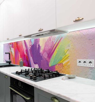 Küchenrückwand bunte Blumen Malerei selbstklebend