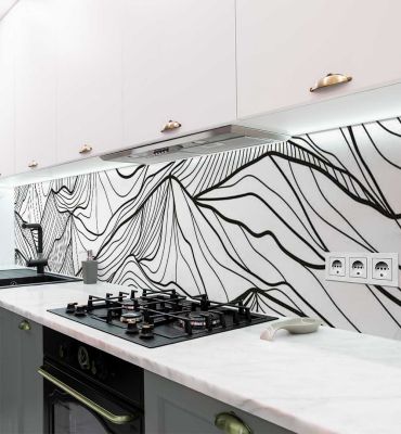 Küchenrückwand minimalistische Berge selbstklebend Hauptbild mit Beispiel