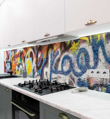 Küchenrückwand bunte kreative Graffiti Wand selbstklebend Hauptbild mit Beispiel