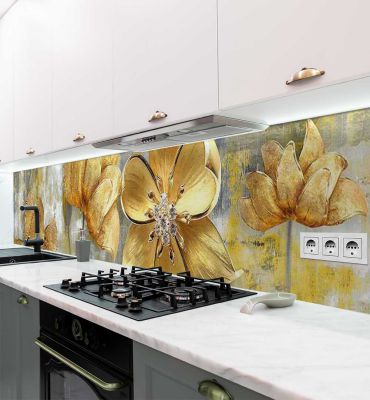 Küchenrückwand Blume mit Diamanten selbstklebend Hauptbild mit Beispiel