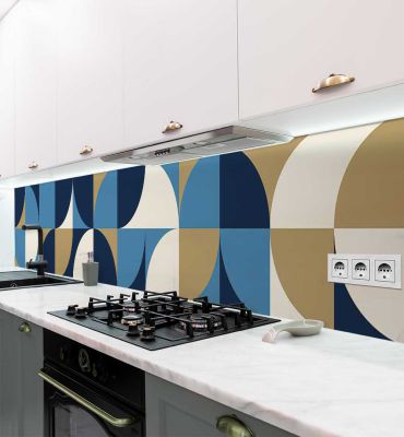 Küchenrückwand abstrakte Retro riesen XXL Kreise selbstklebend Hauptbild mit Beispiel