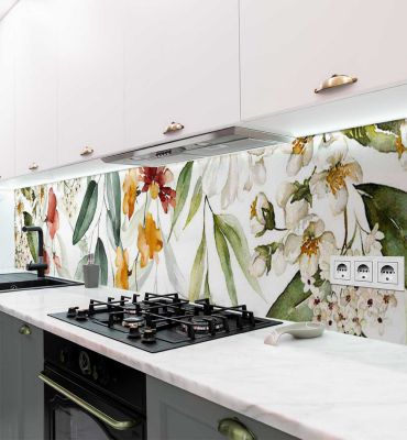 Küchenrückwand hängende Frühlingsblumen selbstklebend Hauptbild mit Beispiel