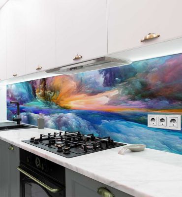 Küchenrückwand bunte Malerei Horizont selbstklebend Hauptbild mit Beispiel