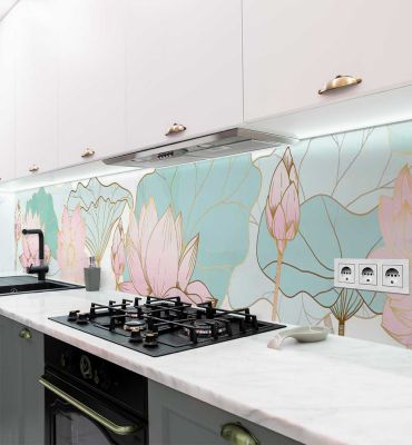 Küchenrückwand Zeichnung von Blumen selbstklebend Hauptbild mit Beispiel