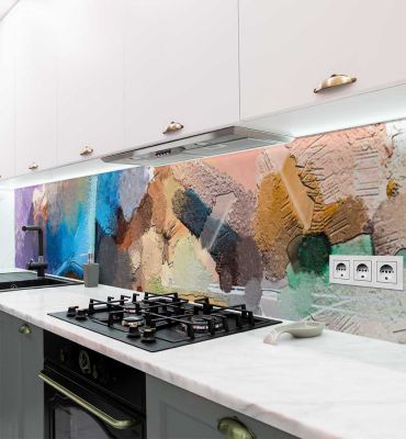 Küchenrückwand Malerei mit blauen Pinselstrichen selbstklebend