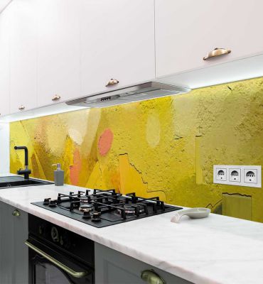 Küchenrückwand Gemälde mit gelben Pinselstrichen selbstklebend