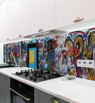 Küchenrückwand Abstraktes Graffiti Gemälde selbstklebend Hauptbild mit Beispiel