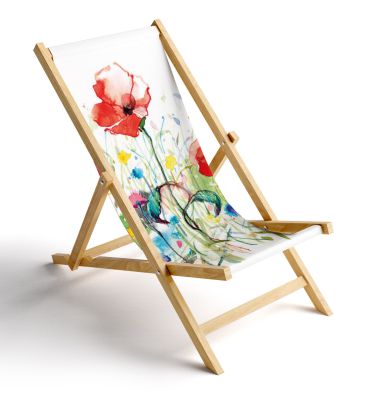Liegestuhl Aquarell gemalte Blumenfeld Motivansicht