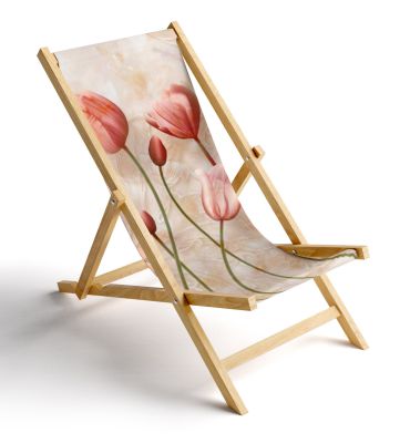 Liegestuhl abstrakt gemalte Tulpen Motivansicht