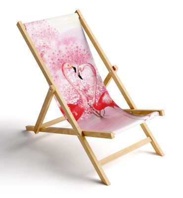 Liegestuhl gezeichnete Flamingos Motivansicht
