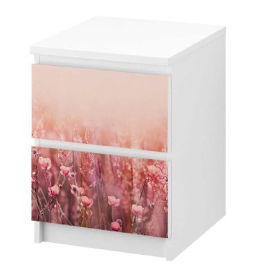 Kommodenaufkleber pinkes Blumenfeld Hauptbild mit Beispiel