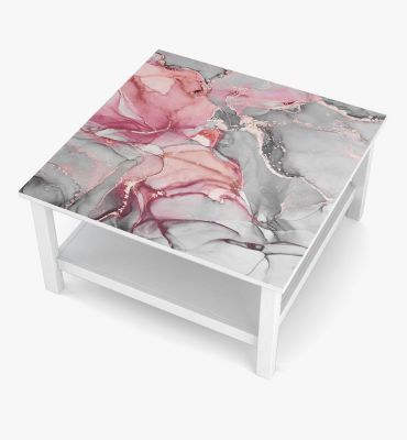 Tischfolie Marmor grau pink Bubblefree selbstklebend Motivansicht