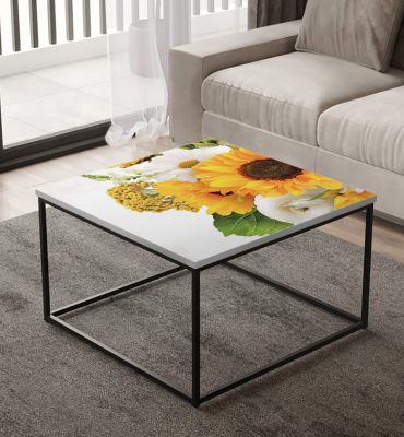 Tischfolie Farbenfroher Blumenstrauss mit Sonnenblumen Bubblefree selbstklebend Hauptbild mit Beispiel