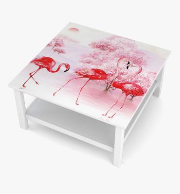 Tischfolie gezeichnete Flamingos  Bubblefree selbstklebend Motivansicht