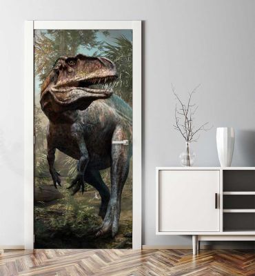 Türtapete T-rex im Dschungel Hauptbild mit Beispiel