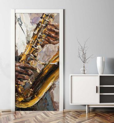 Türtapete Saxophon Spieler Hauptbild mit Beispiel